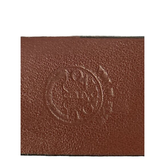 Embossed Italian Kipskin Leather Belt With Silver Buckle Size 48 Made In USA - Picture 3 of 6